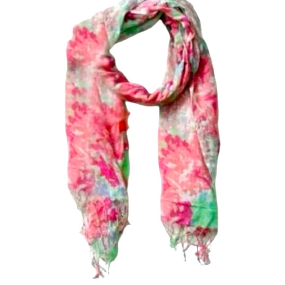 Tickled Pink June Meadow Fringe Scarf - Multi-Color - NEW